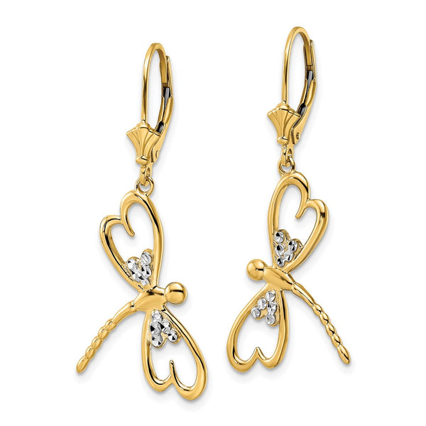 14K Gold Dragonfly Leverback Earrings - Style GR1-1012307