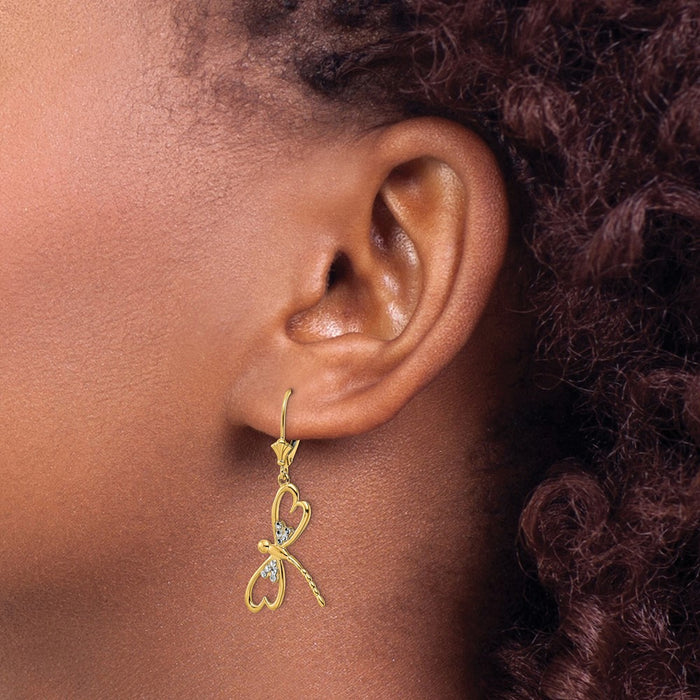Exclusive 14K Gold Dragonfly Leverback Earrings - Stylish & Affordable Design-3