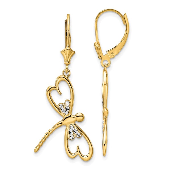 14K Gold Dragonfly Leverback Earrings - Style GR1-1012307