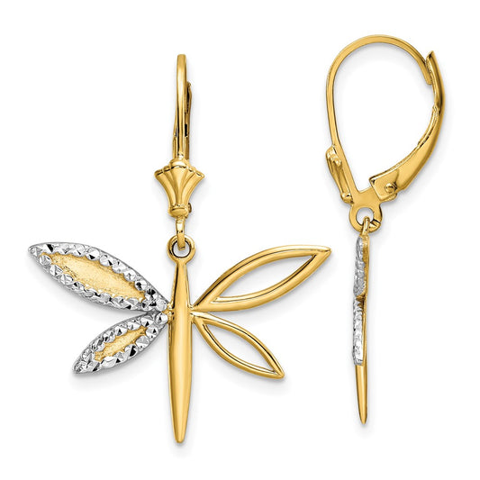 Shop Exclusive 14K Gold Dragonfly Leverback Earrings - Stylish & Affordable!