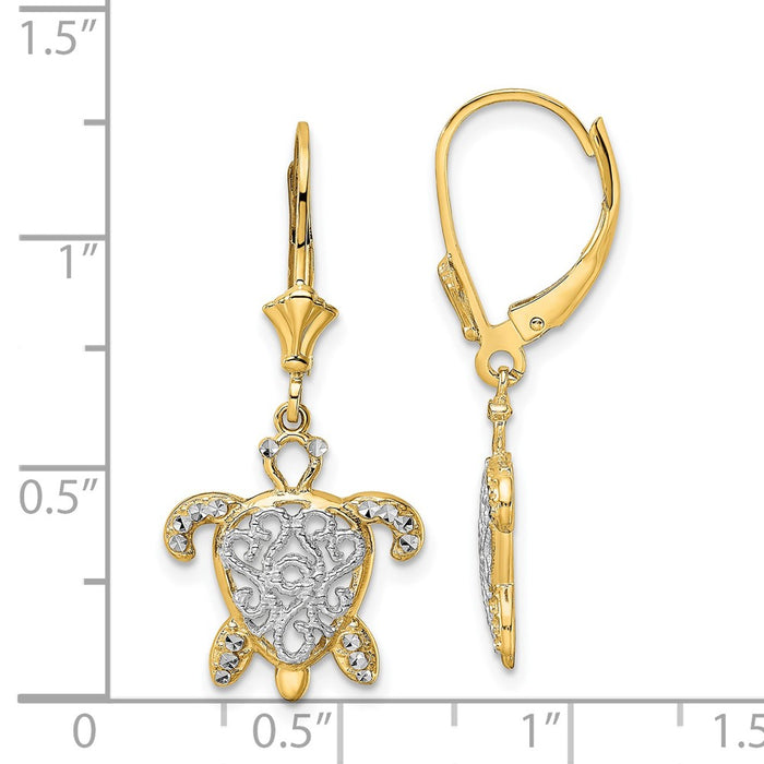 Buy 14K Gold Turtle Leverback Earrings | Stylish Filigree Design, Affordable Price-4