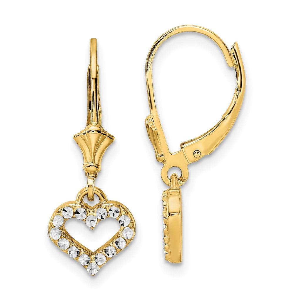 Exclusive 14K Gold & White Rhodium Double-C Heart Leverback Earrings - Stylish Value