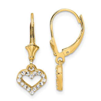 Exclusive 14K Gold & White Rhodium Double-C Heart Leverback Earrings - Stylish Value