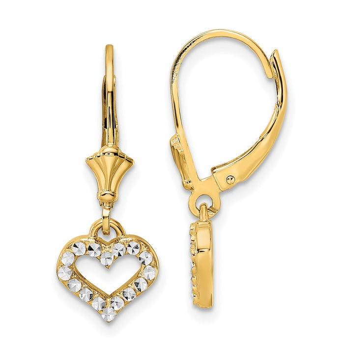 Exclusive 14K Gold & White Rhodium Double-C Heart Leverback Earrings - Stylish Value-1