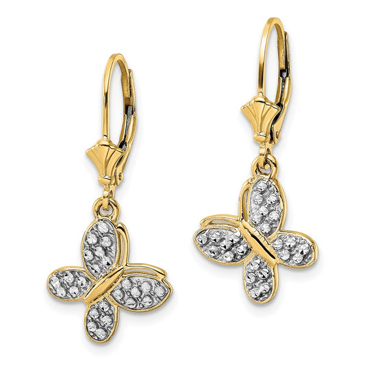 Buy Stylish 14K Gold & White Rhodium Butterfly Earrings - Luxury Design