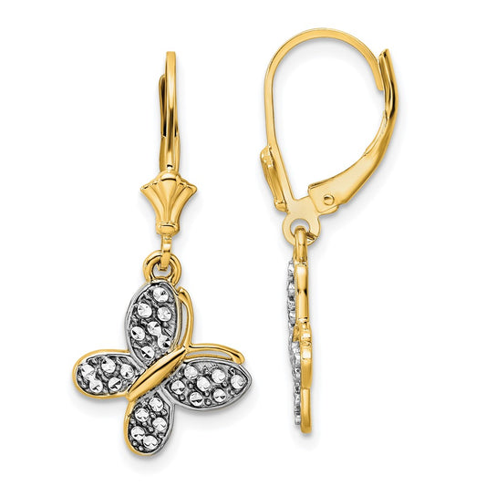 Buy Stylish 14K Gold & White Rhodium Butterfly Earrings - Luxury Design
