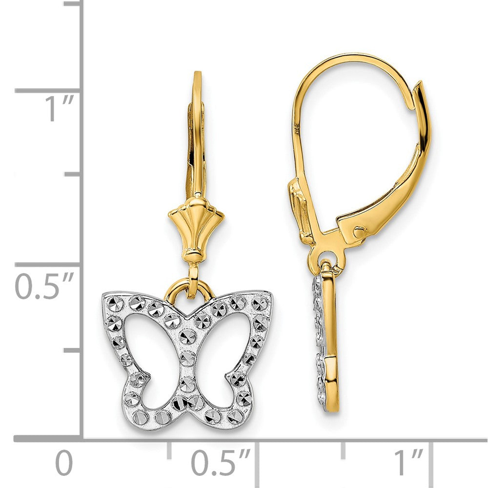 Shop Stylish 14K Gold & White Rhodium Double-Cut Butterfly Earrings, 1.5"