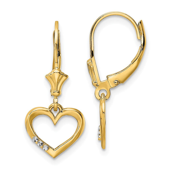 14K Gold & White Rhodium Double-C Heart Earrings