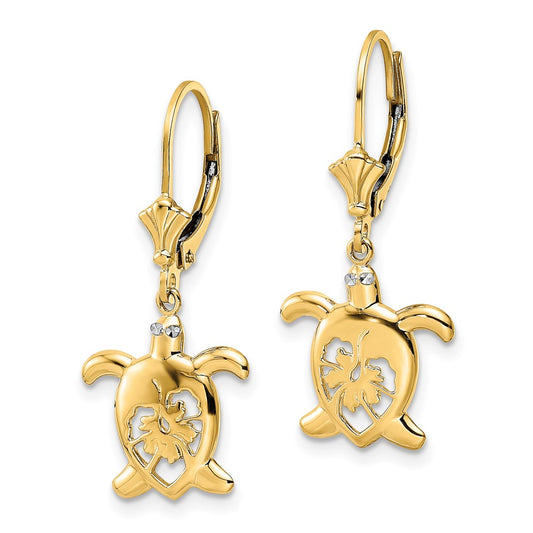 Buy Exclusive 14K Gold Floral Turtle Leverback Earrings - Stylish Value!
