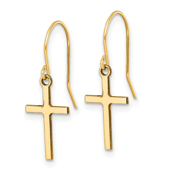 14K Gold Dangle Cross Earrings