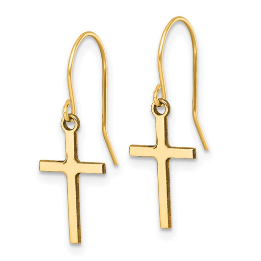 Shop Stylish 14K Gold Dangle Cross Earrings - High-Quality Design at Great Price