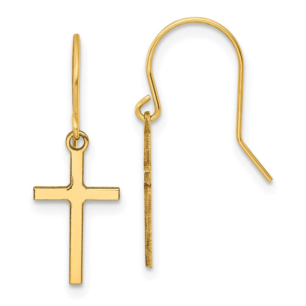 14K Gold Dangle Cross Earrings