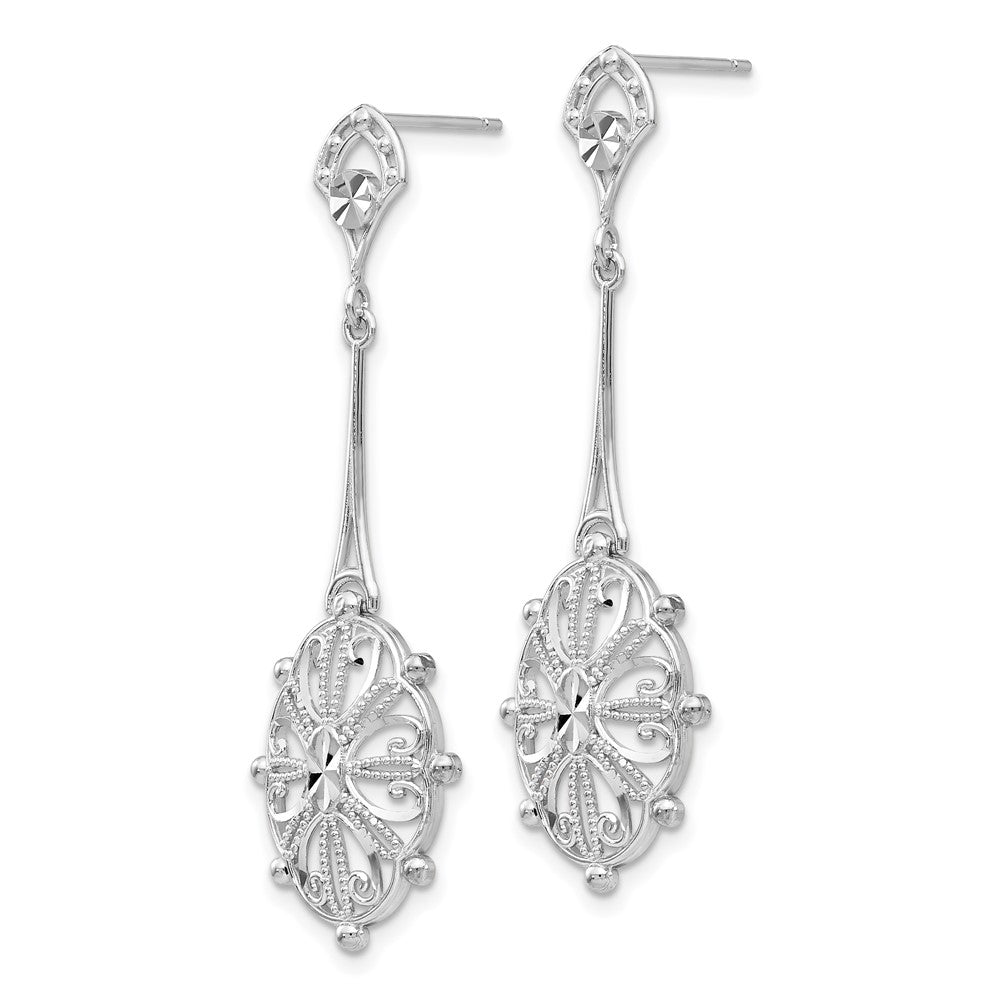 Buy Stylish 14K White Gold Diamond-Cut Filigree Earrings - Exclusive Design