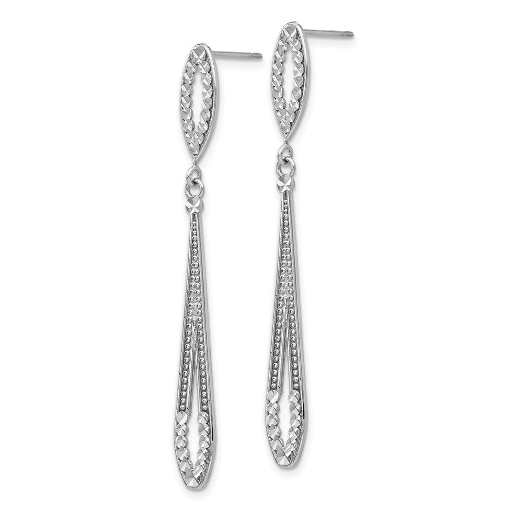 Buy Stylish 14K White Gold Diamond-Cut Dangle Earrings - Affordable Luxury