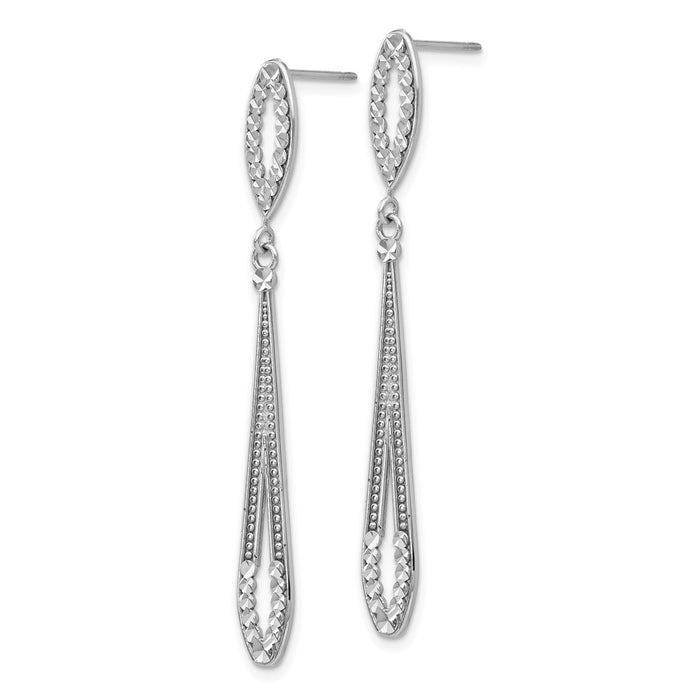 Buy Stylish 14K White Gold Diamond-Cut Dangle Earrings - Affordable Luxury-2