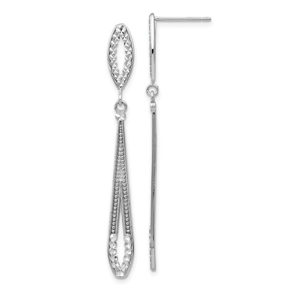 Buy Stylish 14K White Gold Diamond-Cut Dangle Earrings - Affordable Luxury