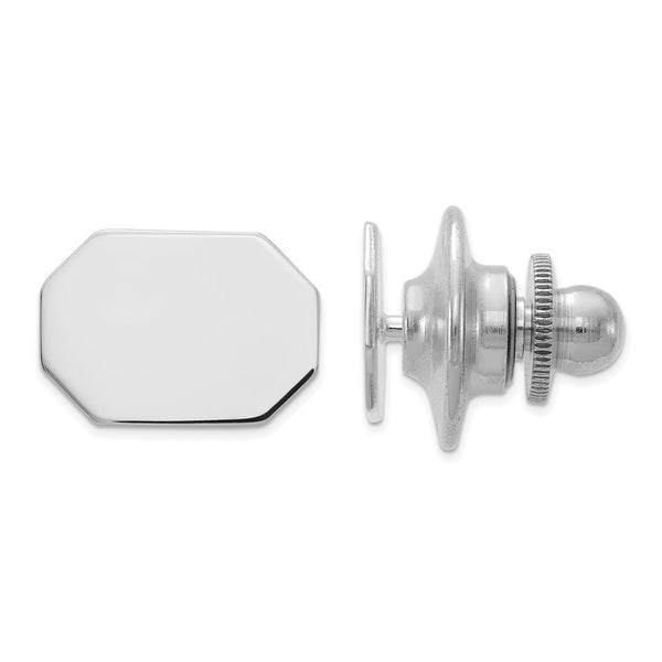 14K White Gold Men's Rectangular Octagonal Tie Tack