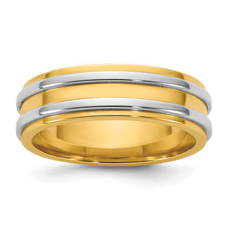 Buy Exclusive 14K Two-Tone Gold 6mm Double Band Wedding Ring - Size 8 Value
