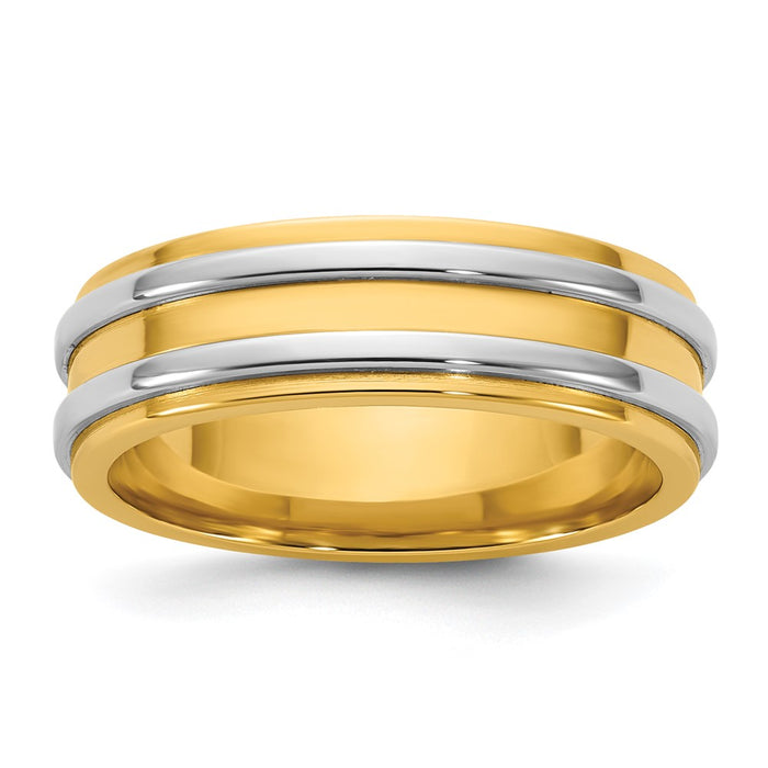 Buy Exclusive 14K Two-Tone Gold 6mm Double Band Wedding Ring - Size 8 Value-1