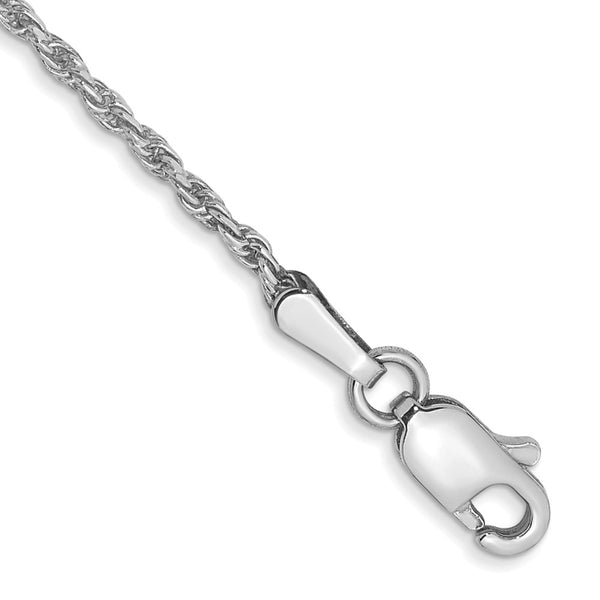 14K White Gold 6-Inch Diamond-Cut Rope Chain - 1.3mm