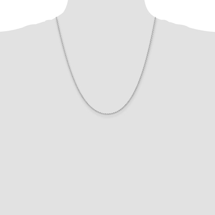 Shop 14K White Gold 22-Inch 2mm Classic Rope Chain - Stylish Value Jewelry-4