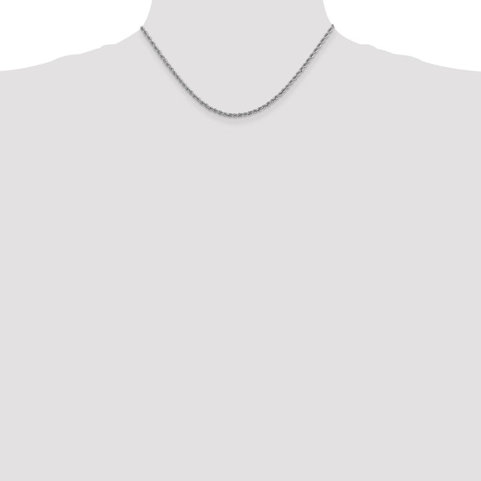 Shop 14K White Gold 16-Inch 2.5mm Classic Rope Chain - Stylish Luxury Accessory-4