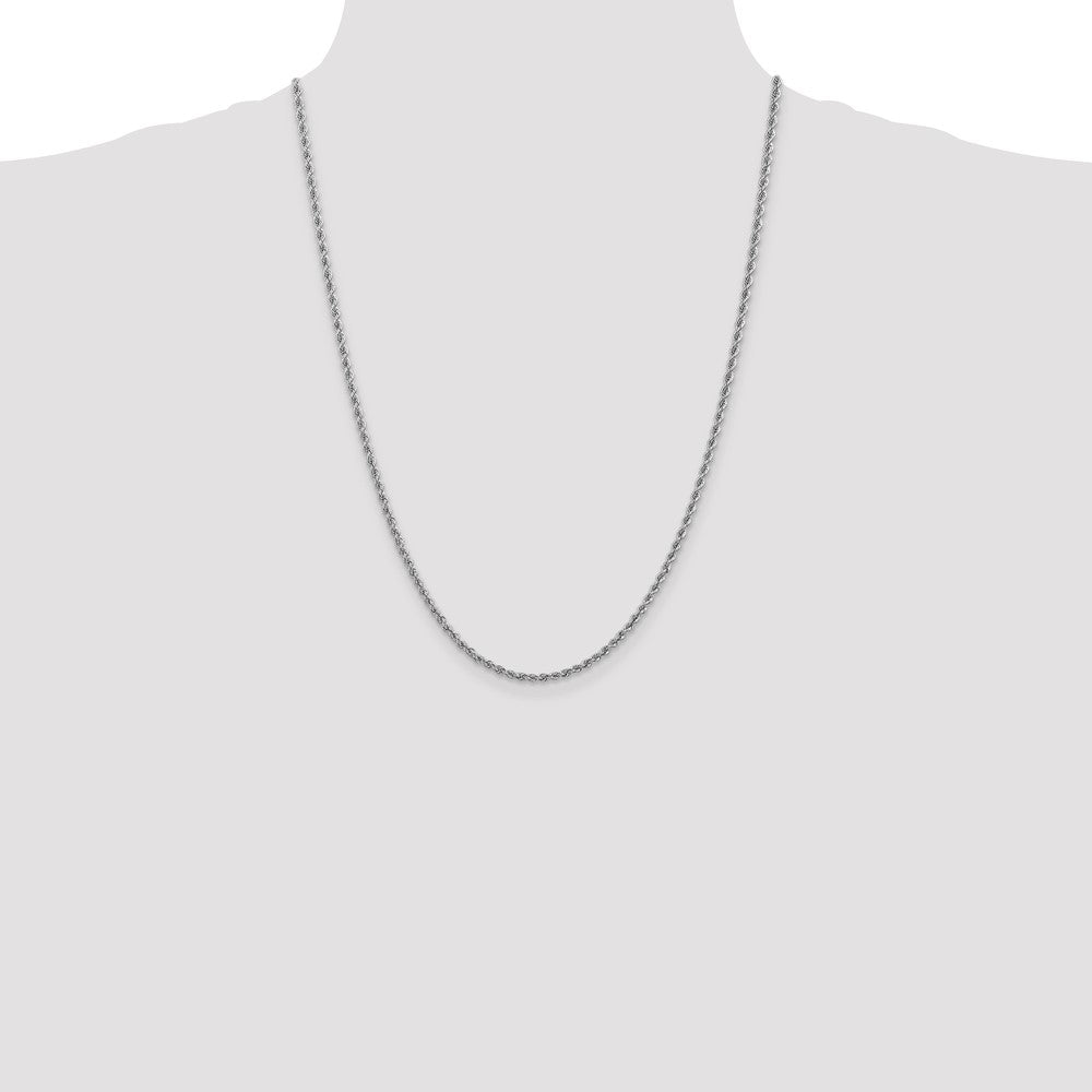 Buy Stylish 14K White Gold 24-Inch 2.5mm Rope Chain | Luxury Lobster Clasp
