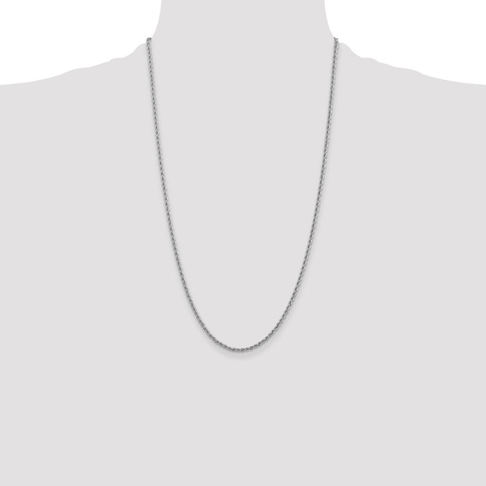 Buy 14K White Gold 26-Inch 2.5mm Classic Rope Chain - Stylish & Durable-4