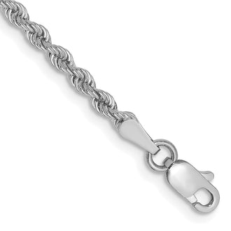 Shop 14K White Gold 8-Inch Classic Rope Chain - Stylish 2.5mm Design!