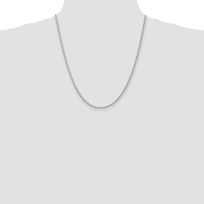 Buy Stylish 14K White Gold 22-Inch 2.75mm Classic Rope Chain - Affordable Luxury!-4