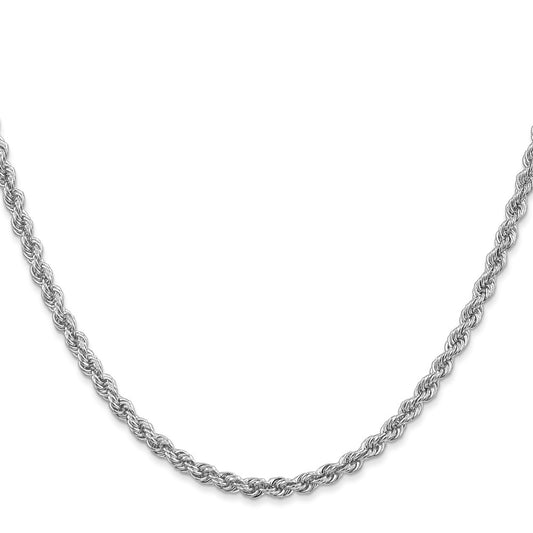 High-Quality 24-Inch 3mm 14K White Gold Rope Chain - Stylish & Affordable