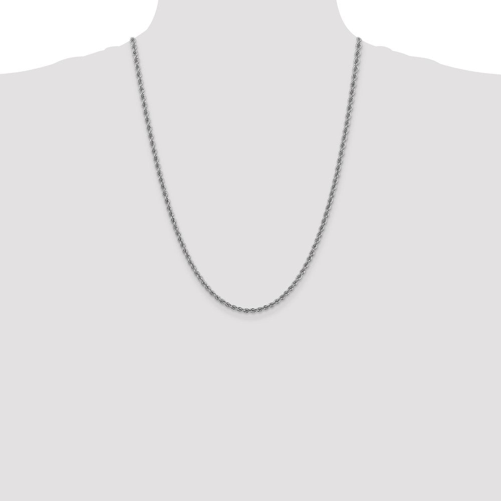 High-Quality 24-Inch 3mm 14K White Gold Rope Chain - Stylish & Affordable