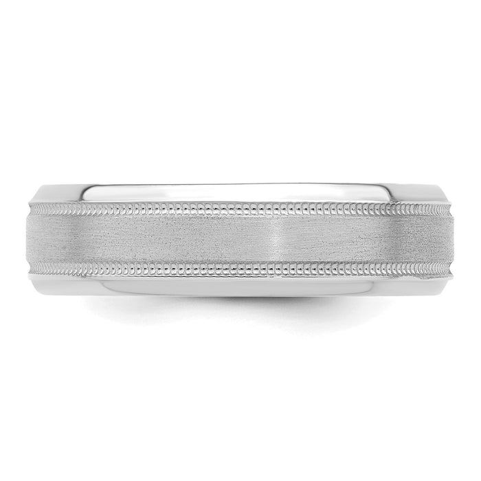 Designer 14K White Gold 6mm Heavyweight Wedding Band - Stylish Comfort Fit-3