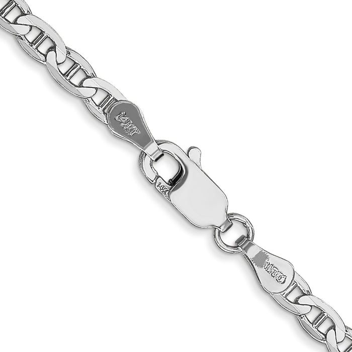Buy 14K White Gold 24-Inch 3mm Concave Anchor Chain - Stylish Luxury Jewelry-3