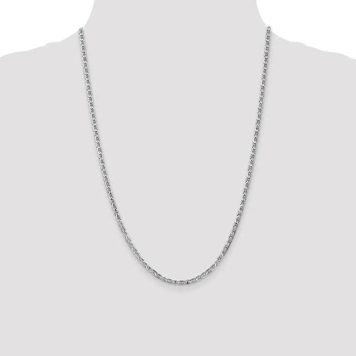 Buy 14K White Gold 24-Inch 3mm Concave Anchor Chain - Stylish Luxury Jewelry-4