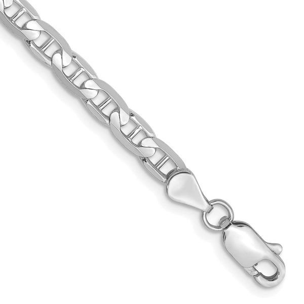 3.75mm 14K White Gold Concave Anchor Bracelet