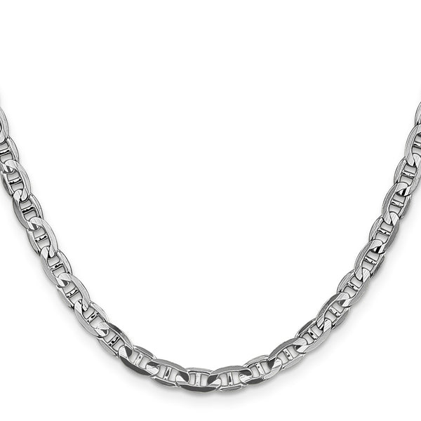 14K White Gold 4.5mm Concave Anchor Chain