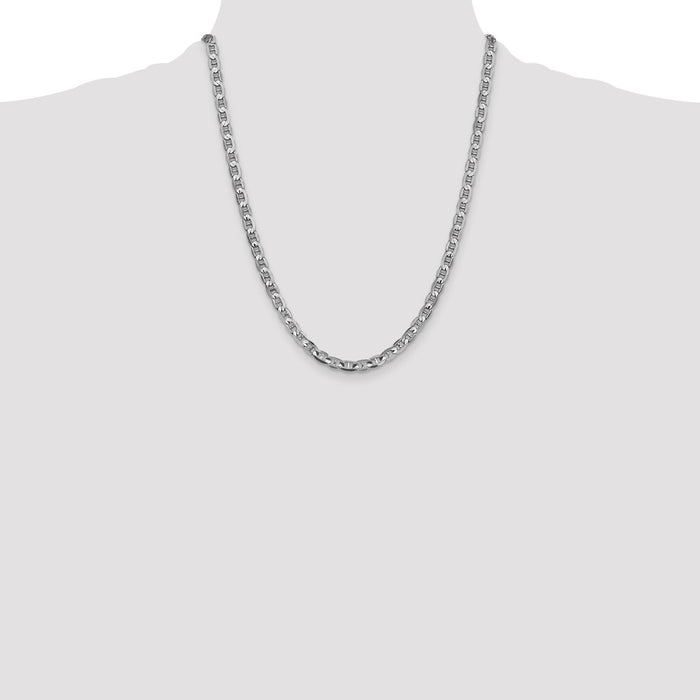 Shop 14K White Gold 22-Inch 4.5mm Concave Anchor Chain - Stylish & Durable!-4