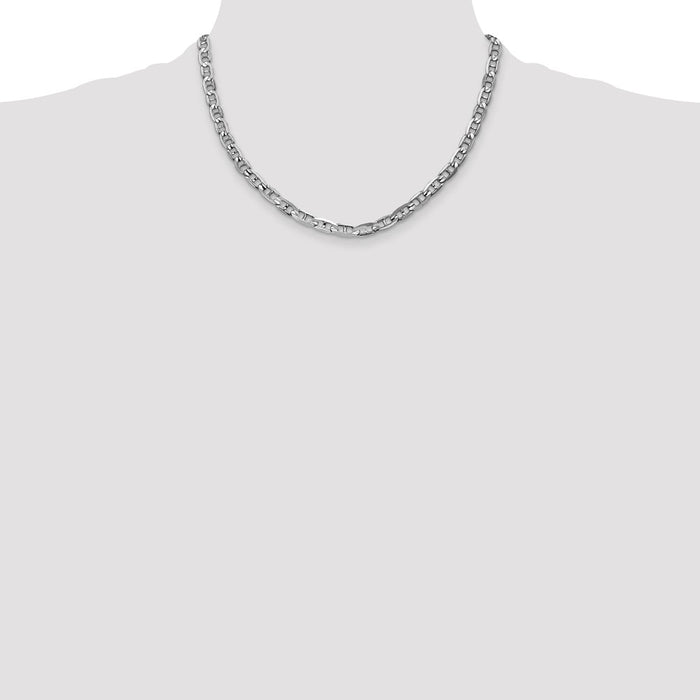 Buy Stylish 14K White Gold 18-Inch 5.25mm Concave Anchor Chain, Lobster Clasp-4