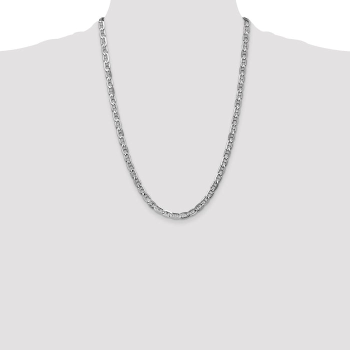 Shop Stylish 14K White Gold 24-Inch 5.25mm Concave Anchor Chain - Luxury Design-4