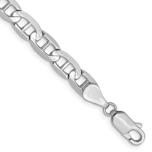 Shop Stylish 14K White Gold 7-Inch Concave Anchor Bracelet - 5.25mm Links
