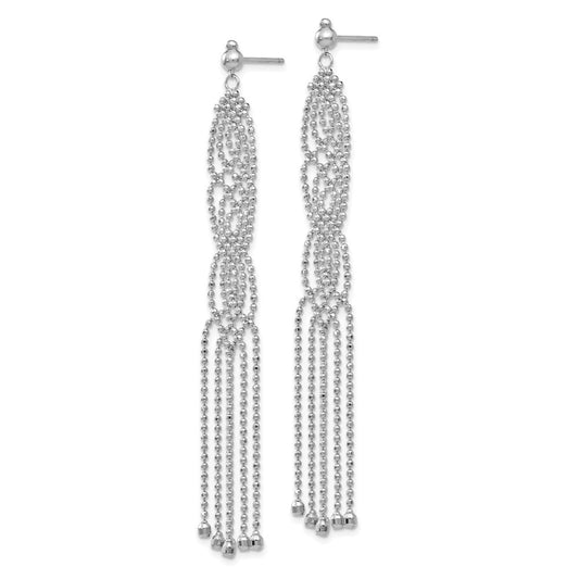 High-Quality 14K White Gold Beaded Chain Earrings | Stylish & Affordable Luxury