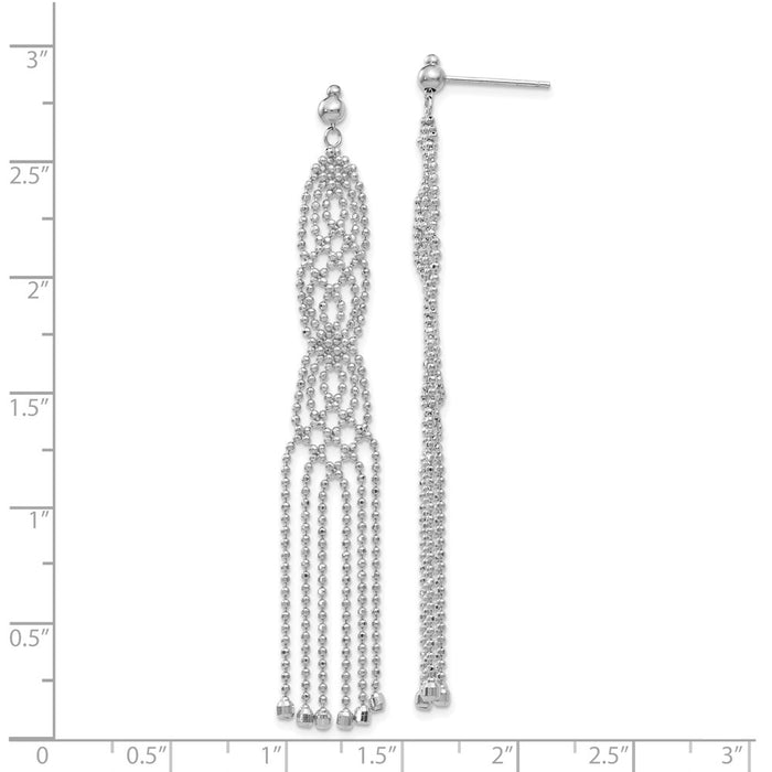 High-Quality 14K White Gold Beaded Chain Earrings | Stylish & Affordable Luxury-4