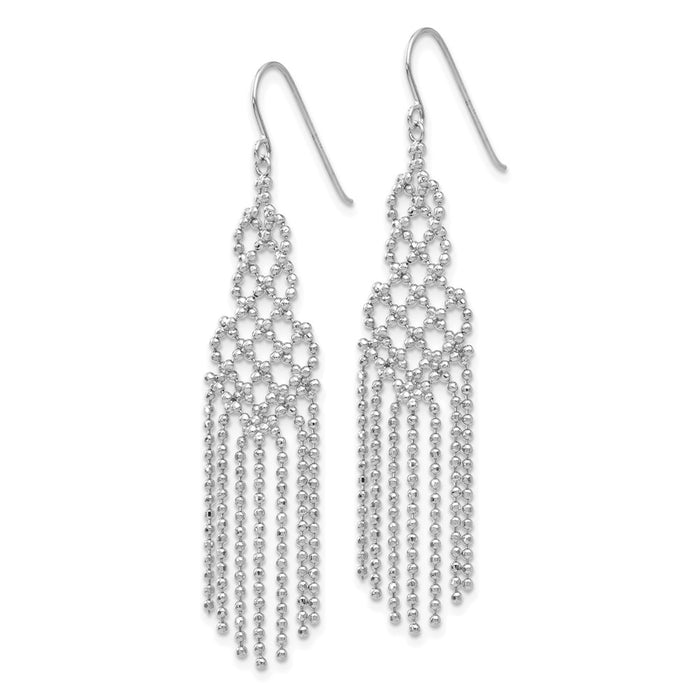 Shop 14K White Gold Beaded Drop Earrings - Stylish & Affordable Luxury Design-2