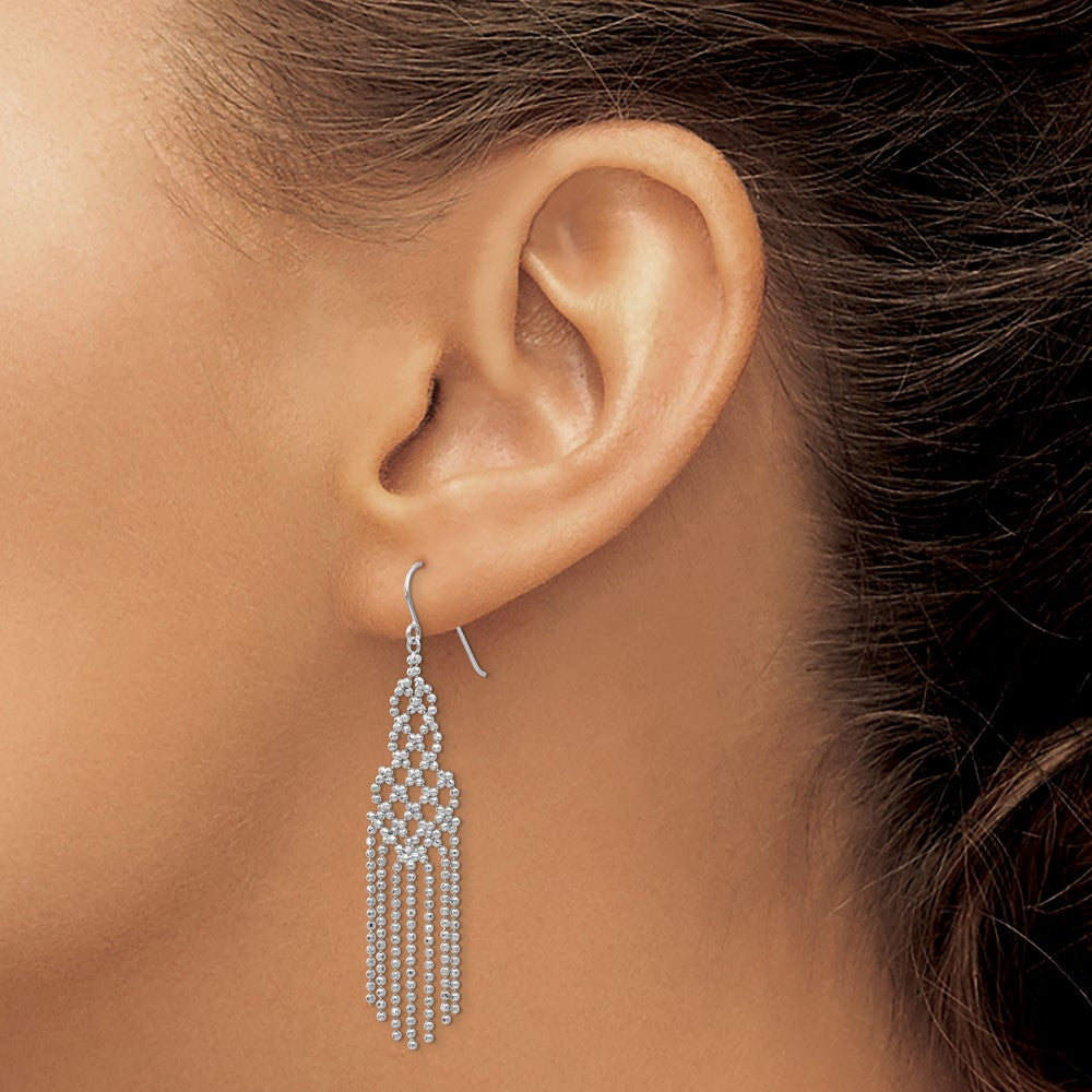 Shop 14K White Gold Beaded Drop Earrings - Stylish & Affordable Luxury Design