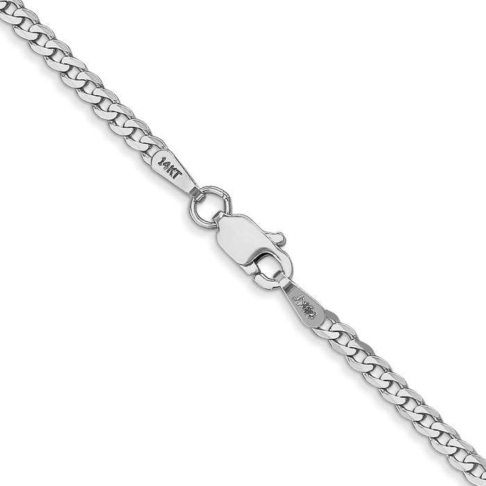 Buy Stylish 14K White Gold 2.2mm Flat Beveled Curb Link Chain - Luxury Value-4