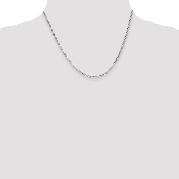 14K White Gold 2.2mm Flat Beveled Curb Link Chain at Discounted Price