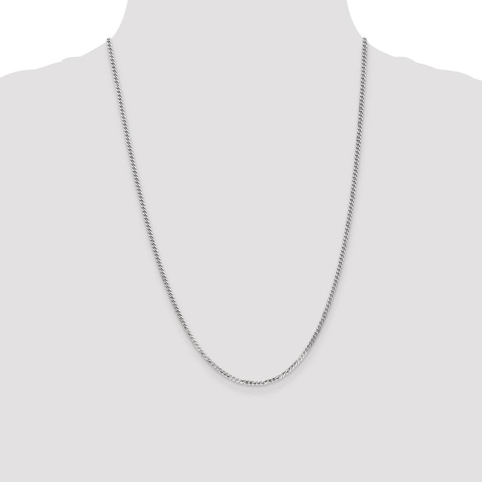 Buy Stylish 14K White Gold 2.2mm Flat Beveled Curb Link Chain - Luxury Value-3