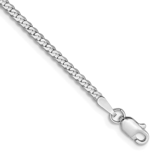 14K White Gold 2.2mm Flat Beveled Curb Link Chain