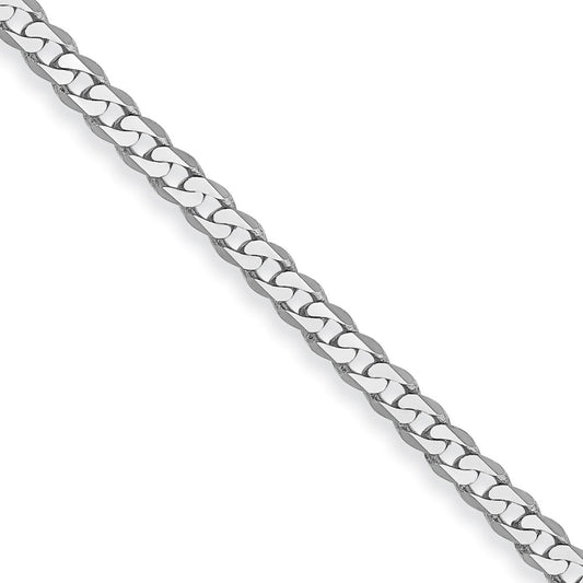 Buy 14K White Gold 2.2mm Flat Beveled Curb Link Chain - Stylish Luxury Jewelry